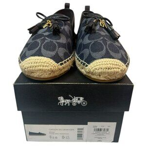 COACH Denim Carson Signature Espadrille Blue Flats Size 9.5 NIB